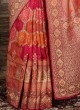 Women's Banarsi Silk Multi Saree With Unstitched Blouse